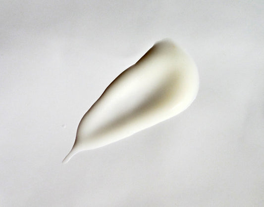 Off white to yellow cranberry cream swipe close up