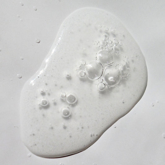 Close up image of bubbly soft serum.