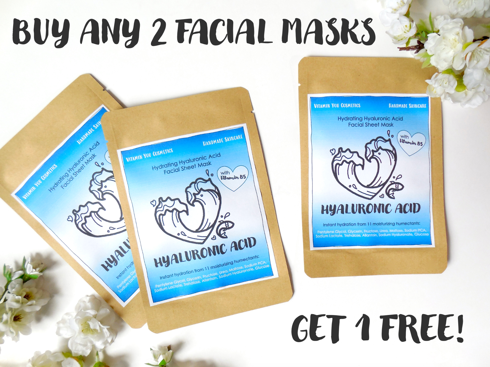 BUY 2 GET 1 FREE FACE MASKS - mix and match - automatically applied at checkout