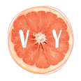 Vitamin You Cosmetics Logo V Y Logo Grapefruit logo Citrus slice skincare skin care logo fun unique sensitive skin solutions