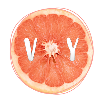Vitamin You Cosmetics Logo V Y Logo Grapefruit logo Citrus slice skincare skin care logo fun unique sensitive skin solutions