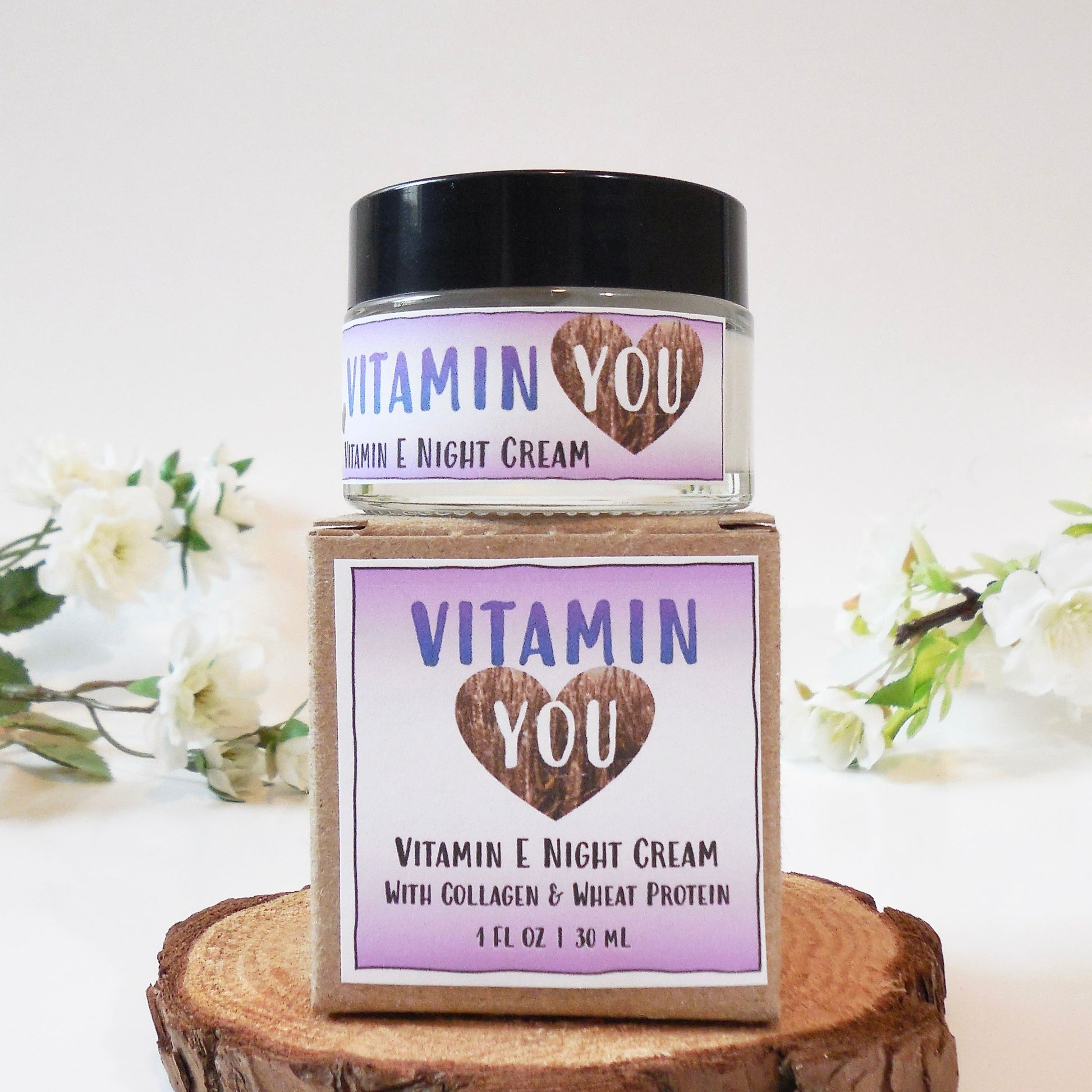 vitamin you cosmetics vitamin e night cream purple with collagen and wheat proteins